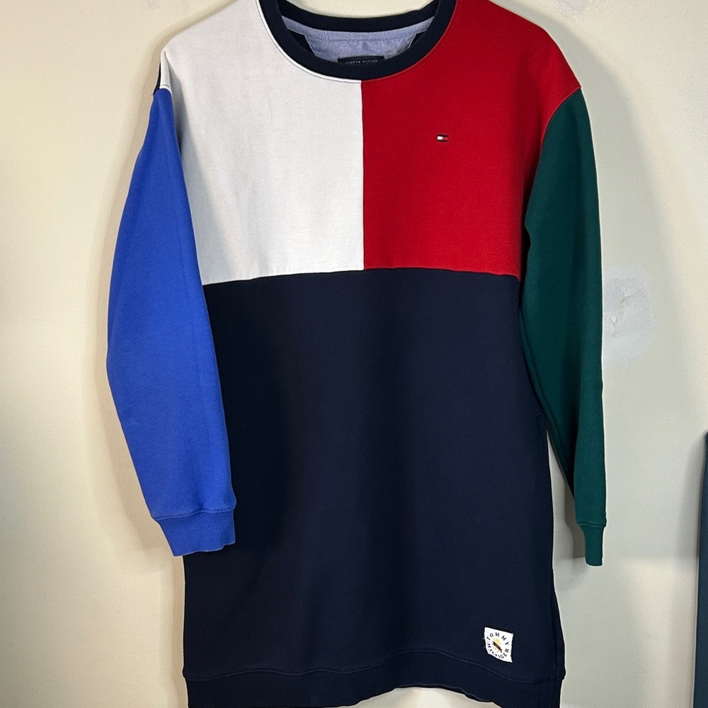 Tommy Hilfiger‎ Sweatshirt Womens Size Small Vintage Colorblock Tunic Pockets